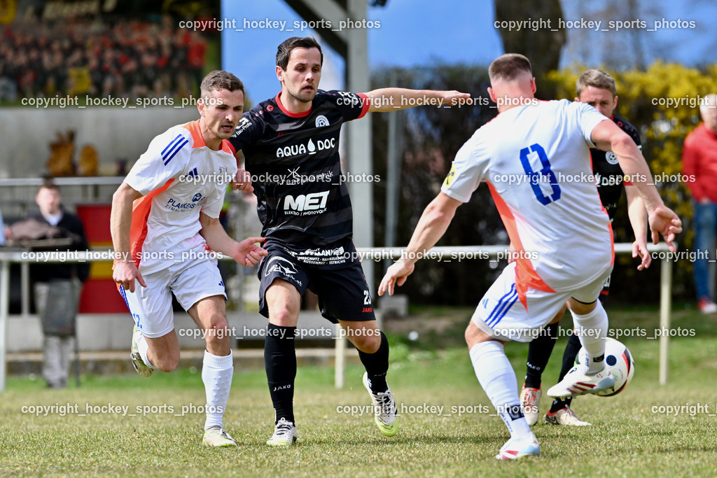 SV Rothenthurn vs. FC Dölsach | #12 Christian Brandstätter FC Dölsach, #23 Marco Moser SV Rothenthurn, #8 Silvio Mandl FC Dölsach, SV Rothenthurn vs. FC Dölsach, SV Rothenthurn vs. FC Dölsach am 04.04.2026 in Rothenthurn (Sportplatz Rothenthurn), Austria, (Photo by Bernd Stefan)