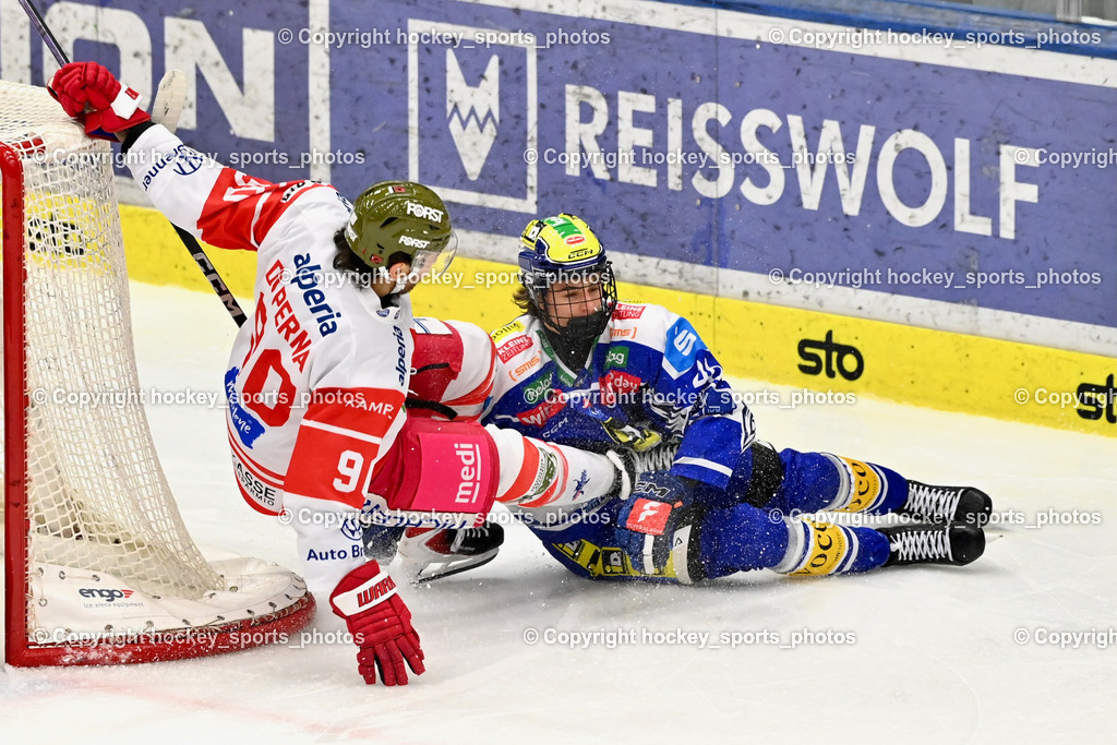 EC IDM Wärmepumpen VSV vs. HCB Südtirol Alperia | #90 Dylan Diperna HCB Südtirol Alperia, #46 Paul Sintschnig EC VSV, EC IDM Wärmepumpen VSV vs. HCB Südtirol Alperia, EC IDM Wärmepumpen VSV vs. HCB Südtirol Alperia am 28.12.2025 in Villach (Stadthalle Villach), Austria, (Photo by Bernd Stefan)