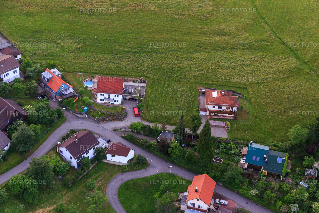 Luftbild: Brombacher Straße im Ortsteil Brombach in Eberbach im Bundesland Baden-Württemberg in Deutschland. Foto: IMG_089497.jpg vom 10.06.2016 durch Werner Riehm/FLY-FOTO.de