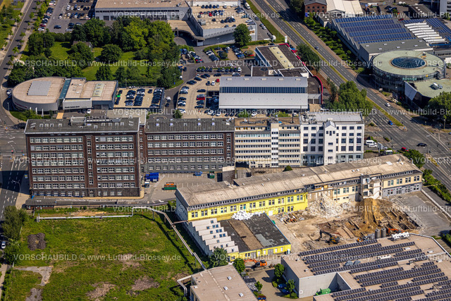 Essen220502215 | Luftbild, Baustelle und Abriss im OPTI Gewerbepark, Westendstraße, Westviertel, Essen, Ruhrgebiet, Nordrhein-Westfalen, Deutschland