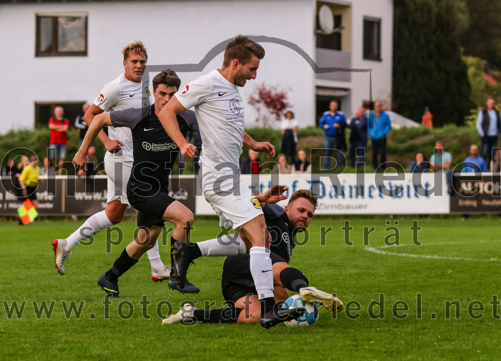 2023-08-08_087_FC_Moosinning_gegen_FC_Langengeisling | Moosinning, Deutschland, 08.08.2023:
Fußball, Bezirksliga Oberbayern Ost 2023 / 2024, 3. Spieltag, FC Moosinning gegen FC Langengeisling, Endergebnis: 0:4

Stefan Haas (FC Moosinning, #8), Paul Bucher (FC Langengeisling, #18), Maximilian Lechner (FC Moosinning, #11), Hannes Dornauer (FC Langengeisling, #33)

Foto: Christian Riedel / fotografie-riedel.net