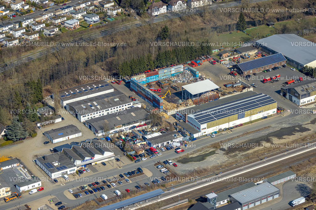 Arnsberg220302030 | Luftbild, Gewerbegebiet Zu den Werkstätten mit Schrottplatz, Arnsberg, Sauerland, Nordrhein-Westfalen, Deutschland