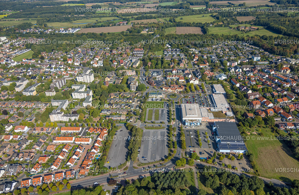 Hamm250901224 | Luftbild, Einkaufszentrum Ostwennemarstraße, Parkplätze, Uentrop, Hamm, Ruhrgebiet, Nordrhein-Westfalen, Deutschland