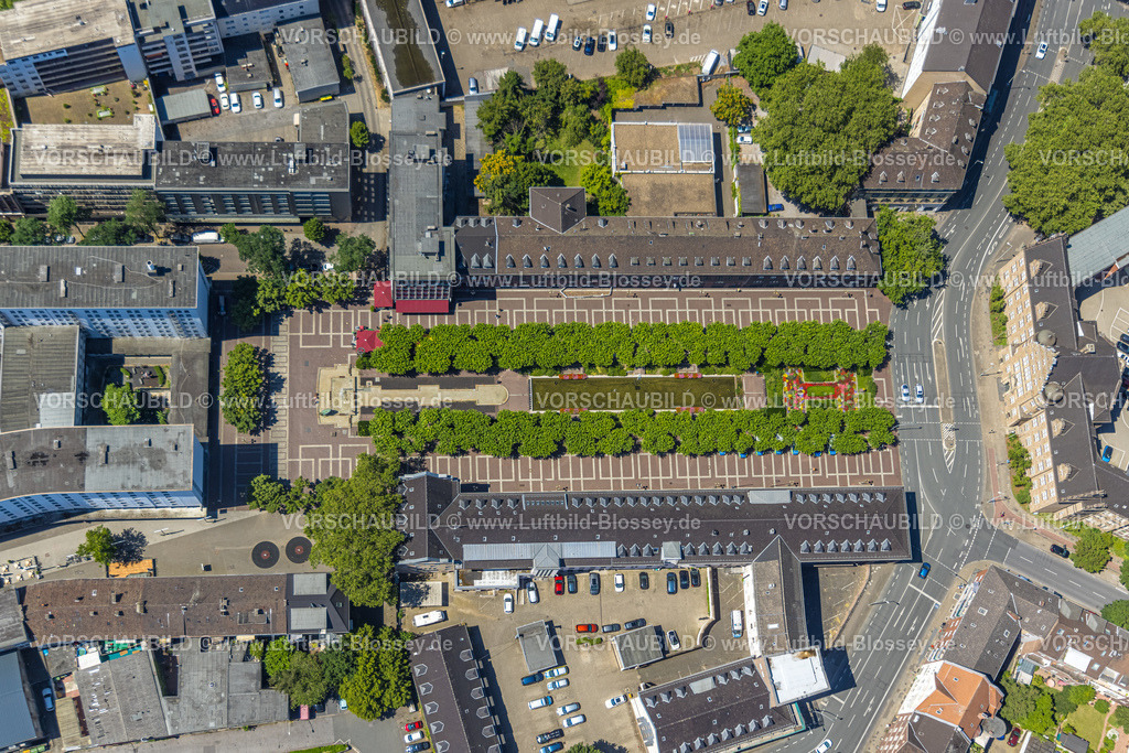 Oberhausen230705233 | Luftbild, Friedensplatz, Polizei Dienststelle, Innenstadt, Oberhausen, Ruhrgebiet, Nordrhein-Westfalen, Deutschland