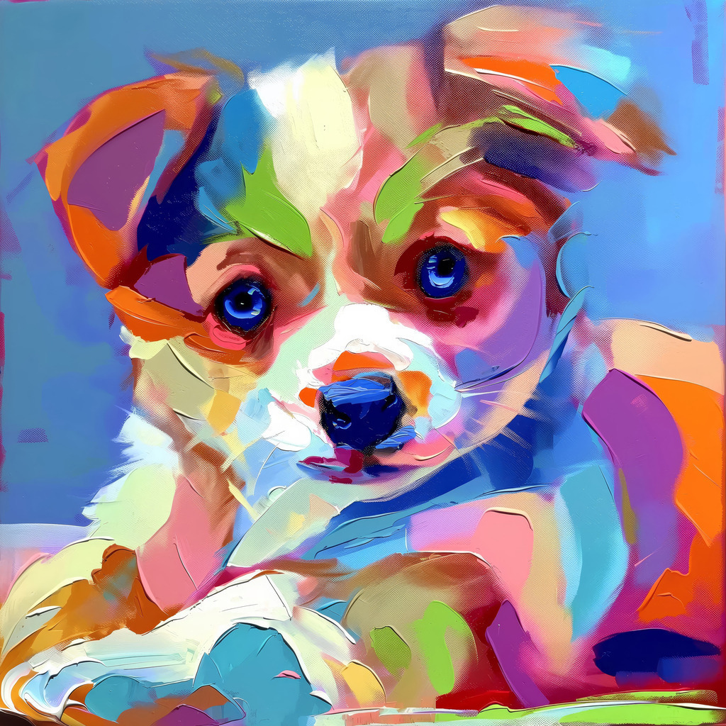 2407035 - Kleiner Hund | Ein Hundewelpe im Stil eines modernen Gemäldes als hochwertiger Kunstdruck. Für Preise, Größen- und Materialauswahl klicken Sie bitte auf "Bestellen.