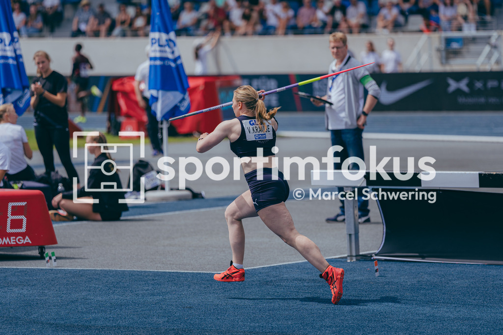 Deutsche Meisterschaften der Frauen und Männer 2026 | Victoria Krause, Düsseldorf Athletics, Speerwurf, Deutsche Meisterschaften der Frauen und Männer 2026, Lohrheidestadion Bochum-Wattenscheid, 26.07.2026. Foto: Marcel Schwering / sportimfokus - Realisiert mit Pictrs.com