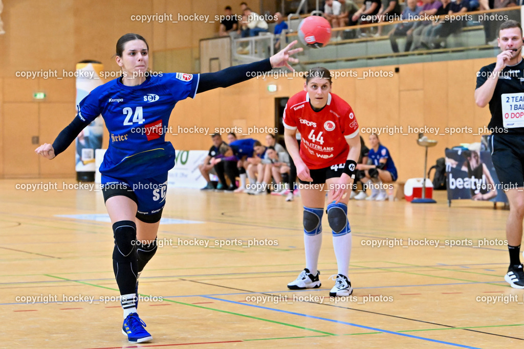 SC Ferlach vs. WAT Atzgersdorf | #24 Brezenci Lara SC Ferlach Damen, #44 KOLUNDZIC Tina WAT Atzgersdorf, SC Ferlach vs. WAT Atzgersdorf, SC Ferlach vs. WAT Atzgersdorf am 12.05.2024 in Ferlach (Ballspielhalle Ferlach), Austria, (Photo by Bernd Stefan)
