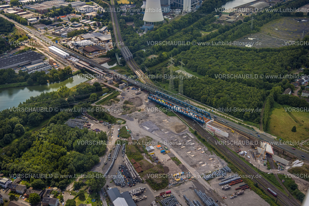 Herne250702968A43 | Luftbild, Großbaustelle Autobahnkreuz Herne mit Tunnelbau, Autobahn A43 zwischen Recklinghausen Emscher- und Rhein-Herne-Kanal Überführung und Abfahrt Bochum Riehmke , Autobahn A42, Baukau-West, Herne, Ruhrgebiet, Nordrhein-Westfalen, Deutschland