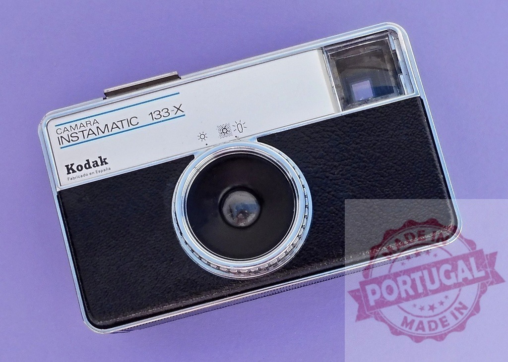 Kodak Instamatic 133-X vintage camera on a purple background | Kodak Instamatic 133-X camera showing its classic analog design on a vibrant lavender surface - Realized with Pictrs.com