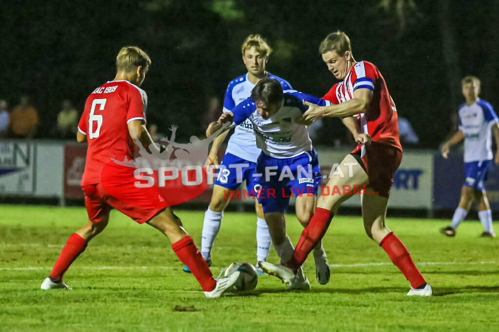 FC KAC - SK Treibach 2-2, Kärntner Liga | Marco Pirker (SK Treibach #9) Hannes Plieschnegger (FC KAC, K #20) Alexander Kerhe (SK Treibach #13) Peter Pucker (FC KAC #6) FC KAC - SK Treibach 2-2 am 25.08.2023 in Klagenfurt
(Sportplatz KAC), Austria, (Photo by Ernst Krawagner sport-fan.at) - Realisiert mit Pictrs.com