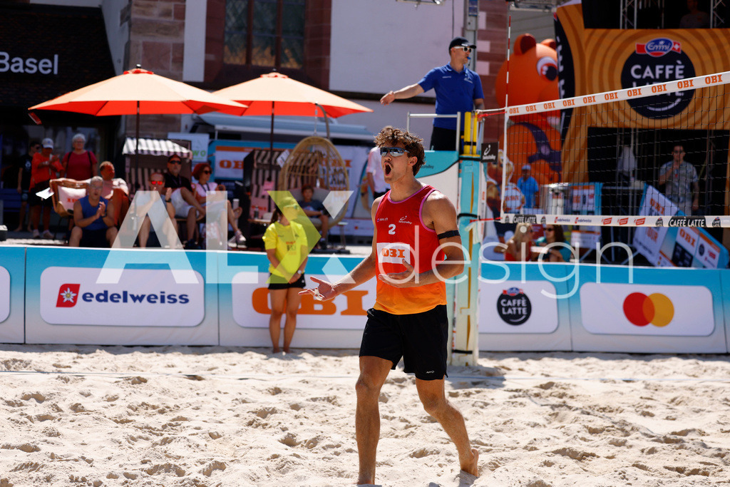 Obi BeachTour 2026 - Basel | BASEL, SWITZERLAND - JULY 18: SIMON LEFFLER (SUI) during the Obi BeachTour 2026 match between ALLEMANN / LEFFLER (SUI) and MASSEREY / SCHNEGG (SUI) at Barfüsserplatz on July 18, 2026 in Basel, Switzerland. - Realisiert mit Pictrs.com