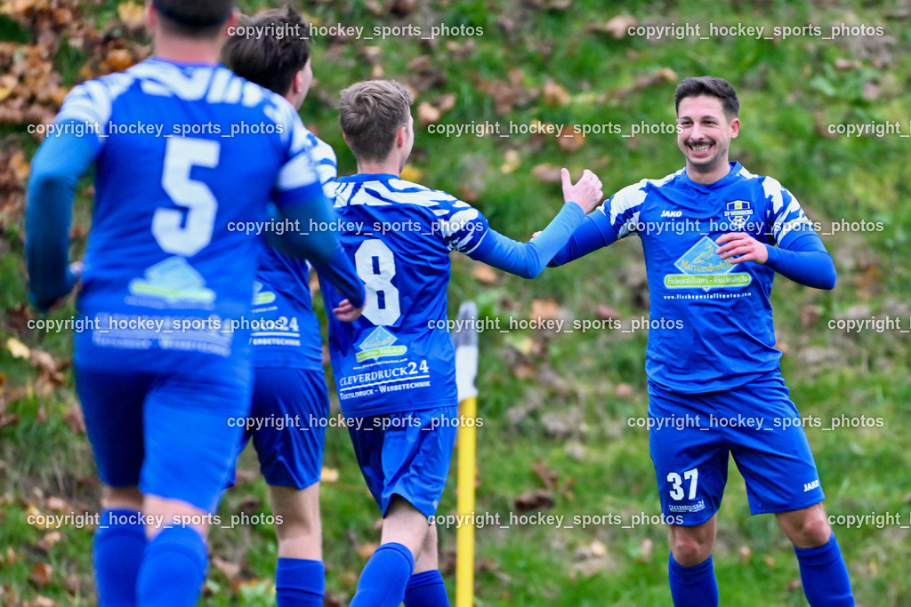 MSC Magdalen vs. SV Wernberg | Jubel SV Wernberg Mannschaft, #8 Christian Ulbing SV Wernberg, #37 Philipp Ronacher SV Wernberg, MSC Magdalen vs. SV Wernberg, MSC Magdalen vs. SV Wernberg am 10.11.2024 in Magdalen (Sportplatz Magdalen), Austria, (Photo by Bernd Stefan)