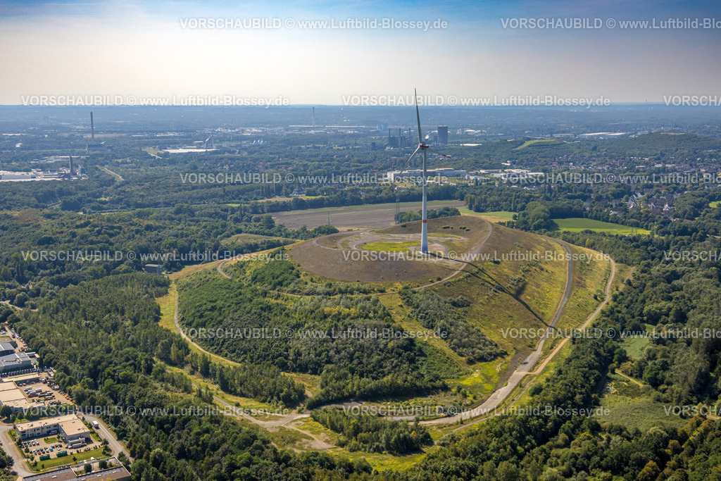 Gladbeck240805960 | Luftbild, Mottbruchhalde mit Windrad und Fernsicht, Brauck, Gladbeck, Ruhrgebiet, Nordrhein-Westfalen, Deutschland