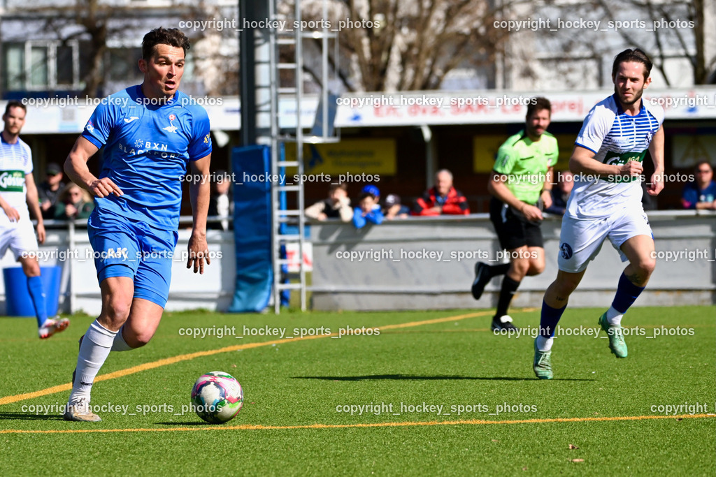 SAK vs. Dellach Gail | #24 Luka Gajic SAK, #23 Maximilian Wastian Dellach Gail, SAK vs. Dellach Gail, SAK vs. Dellach Gail am 22.03.2025 in Klagenfurt (Sportpark Welzenegg), Austria, (Photo by Bernd Stefan)