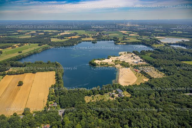 Voerde220702897 | Luftbild, Strandbad Tenderingssee und Kieswerk Hünxe, mit Blick nach Bruckhausen, Hünxe, Ruhrgebiet, Nordrhein-Westfalen, Deutschland