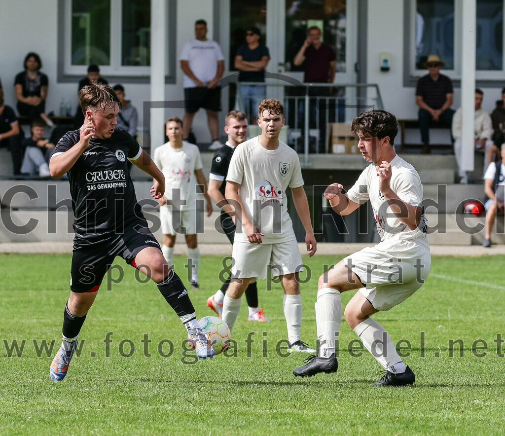 2023-07-02_087_SV_Walpertskirchen_gegen_FC_Herzogstadt | Walpertskirchen, Deutschland, 02.07.2023:
Fußball, Kreisliga 2023 / 2024, Testspiel, SV Walpertskirchen gegen FC Herzogstadt, Endergebnis: 

Luis Bigalke (FC Herzogstadt, #8), Noah Baumann (SV Walpertskirchen, #44)

Foto: Christian Riedel / fotografie-riedel.net