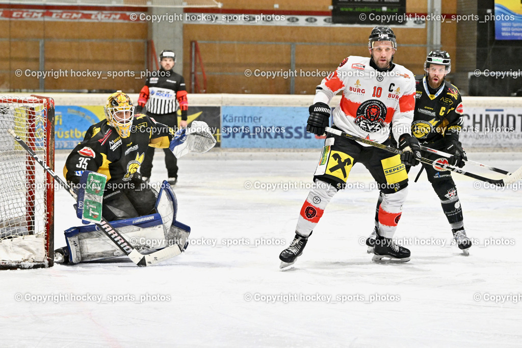 EC MET PHOTOVOLTAIK HORNETS SPITTAL vs. EV ZELTWEG MURTAL LIONS | #35 Egger Luca EC Hornets Spittal, #10 Sulzer Mario EV ZELTWEG MURTAL LIONS, #70 Kronig Daniel EC Hornets Spittal, EC MET PHOTOVOLTAIK HORNETS SPITTAL vs. EV ZELTWEG MURTAL LIONS, EC MET PHOTOVOLTAIK HORNETS SPITTAL vs. EV ZELTWEG MURTAL LIONS am 08.02.2026 in Spittal an der Drau (Eissportzentrum Spittal), Austria, (Photo by Bernd Stefan)