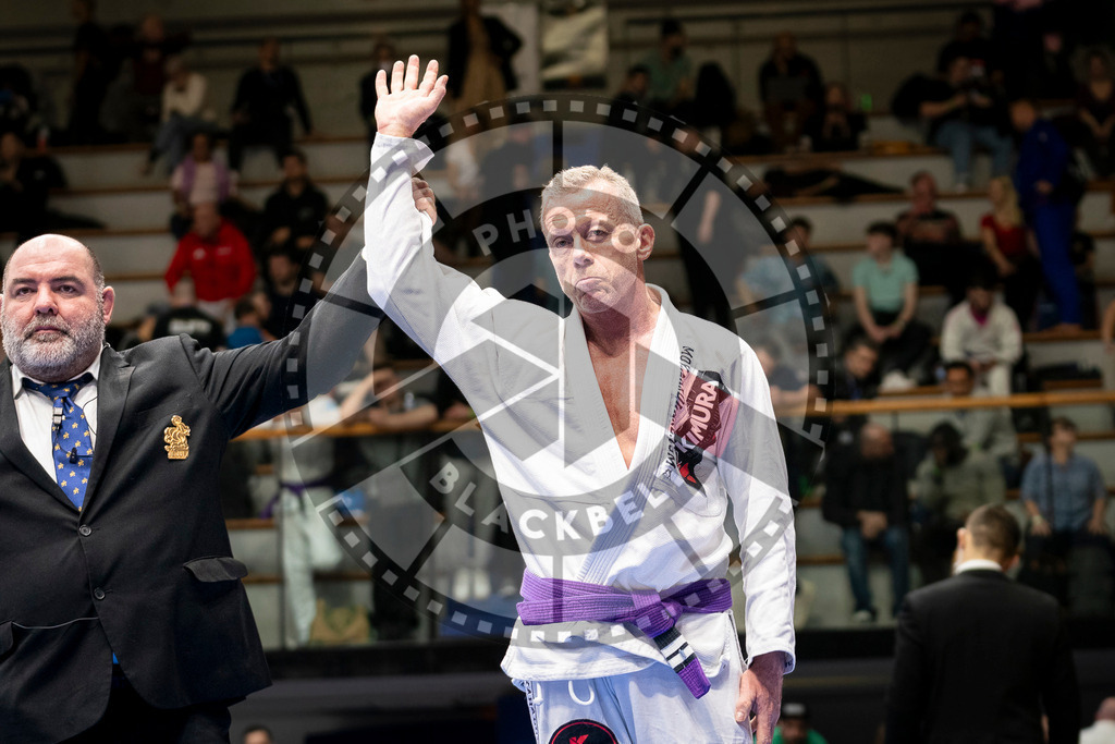 20240125PBB00950 | Fighters compete during the sixth day of the Brazilian Jiu-jitsu European Championship of the IBJJF in Paris, France, on January 25, 2024.