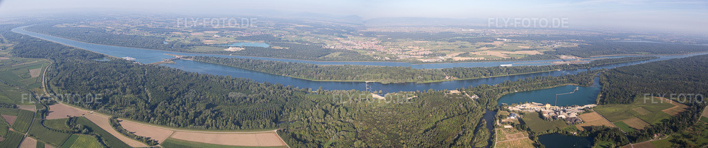Luftbild: Panorama im Ortsteil Ottenheim in Schwanau im Bundesland Baden-Württemberg in Deutschland. – Foto: IMG_093221-Pano.jpg vom 16.08.2016 durch Werner Riehm/FLY-FOTO.de – Auflösung des Originals: 13560 x 2845 px