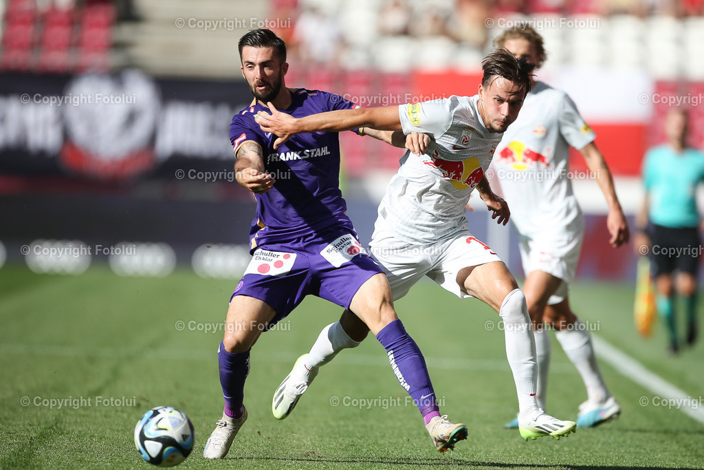 A_LUI_20230813_0036 | SPORT FUSSBALL ADMIRAL BUNDESLIGA RED BULL SALZBURG VS AUSTRIA WIEN
IM BILD: Marvin Potzmann (FK Austria Wien), Amar Dedic (Red Bull Salzburg)
FOTO:FOTOLUI/UW