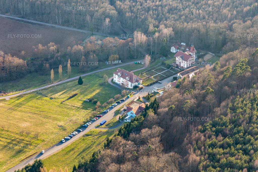 Aerial view: Marienbronn in Lobsann in the state Bas-Rhin, France. – Photo: IMG_104944.jpg taken on 03/21/2018 by Werner Riehm/FLY-FOTO.com – Resolution of the original: 5344 x 3563 px