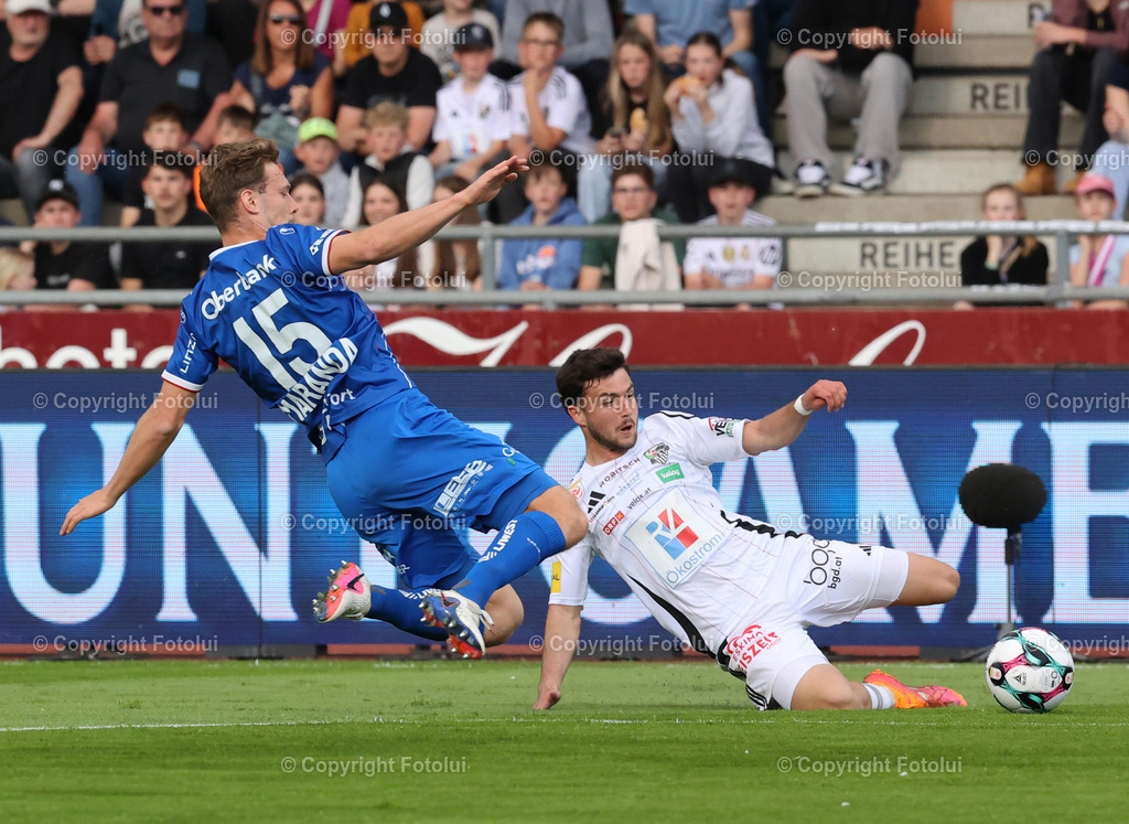 A_LUI_18042026____09 | ADMIRAL BUNDESLIGA RZ PELLETS WAC-BLAU WEISS LINZ 18.04.2026 IM BILD : DAVID DJURIC (WAC) UND MANUEL MIRANDA (BLAU WEISS) FOTO:FOTOLUI/MW