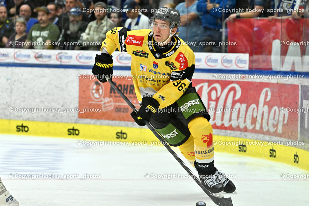 EC IDM Wärmepumpen VSV vs. HC Falkensteiner Pustertal | #36 Austin Osmanski HC Pustertal, EC IDM Wärmepumpen VSV vs. HC Falkensteiner Pustertal, EC IDM Wärmepumpen VSV vs. HC Falkensteiner Pustertal am 21.09.2025 in Villach (Stadthalle Villach), Austria, (Photo by Bernd Stefan)