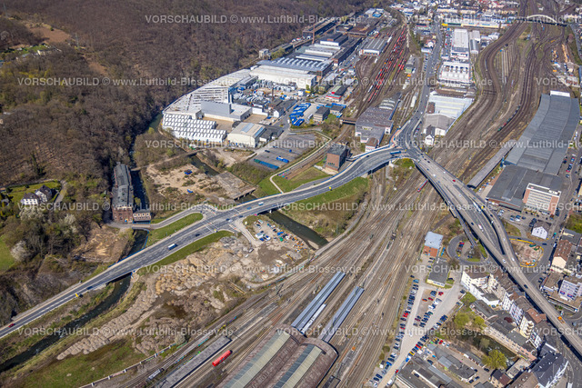 Hagen220401874 | Luftbild, Westside City Baugebiet am Fluss Volme hinter dem Bahnhof Hagen, Bahnhofhinterfahrung, Ennepemündung in die Volme, Mittelstadt, Hagen, Ruhrgebiet, Nordrhein-Westfalen, Deutschland