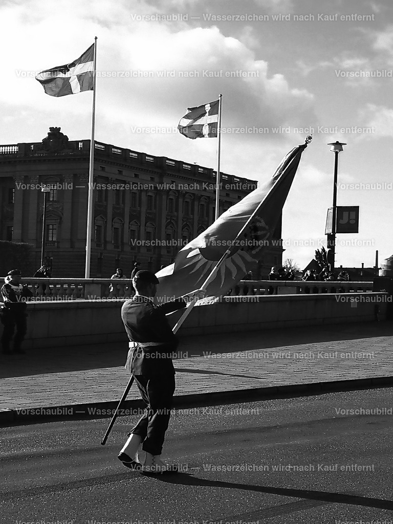 Die Einsamkeit des Fahnenträgers | Militärparade zum königlichen Schloss in Stockholm - Realisiert mit Pictrs.com