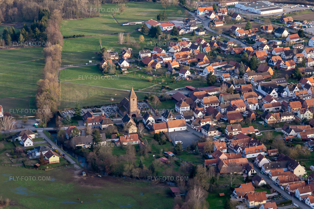 Aerial view: Saint Ulrich in the district Altenstadt in Wissembourg in the state Bas-Rhin, France.Photo: IMG_126157.jpg taken on 03/20/2021 by Werner Riehm/FLY-FOTO.comResolution of the original: 5472 x 3648 px