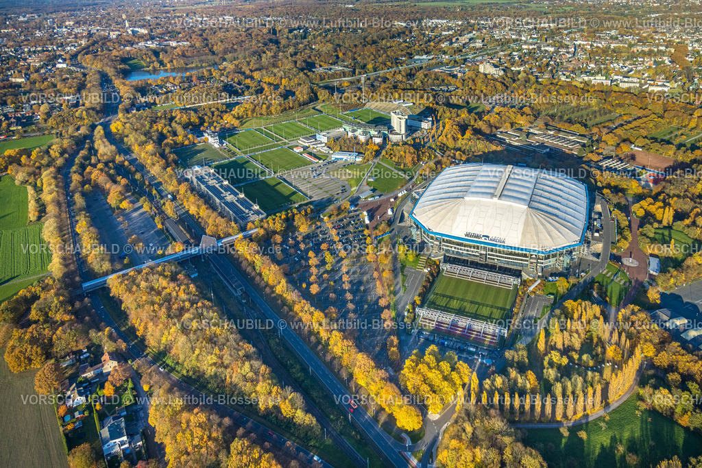 Gelsenkirchen251103438 | Luftbild, Veltins Arena, Bundesligastadion und Fußballstadion des FC Schalke 04, Berger Feld, Erle, Gelsenkirchen, Ruhrgebiet, Nordrhein-Westfalen, Deutschland