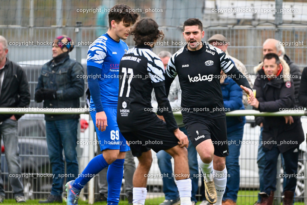 MSC Magdalen vs. SV Wernberg | #69 Valentino Fernando Corti SV Wernberg, #77 Saif Moussa MSC Magdalen, #9 Mario Dolinar MSC Magdalen, MSC Magdalen vs. SV Wernberg, MSC Magdalen vs. SV Wernberg am 10.11.2024 in Magdalen (Sportplatz Magdalen), Austria, (Photo by Bernd Stefan)