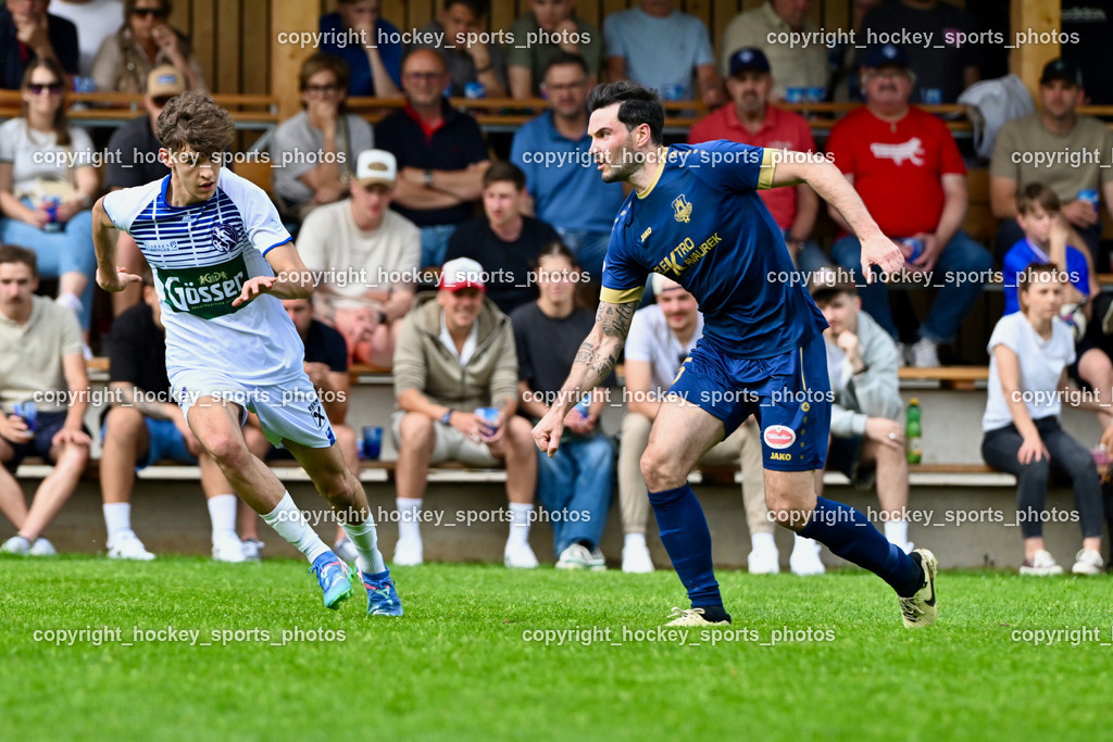 ATUS Velden vs. SV Dellach Gail | #87 Jakob Wilhelm Steinwender Dellach Gail, #5 Roland Putsche ATUS Velden, ATUS Velden vs. SV Dellach Gail, ATUS Velden vs. SV Dellach Gail am 03.05.2025 in Velden (Wald Arena Velden), Austria, (Photo by Bernd Stefan)