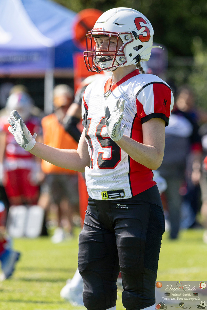 GFLW 1: German Football League Women 1: Rodgau Pioneers Ladies - Stuttgart Scorpions Sisters, 07.06.2026 | Maren Gruber (Stuttgart Scorpions Sisters #19), Freisteller, Portrait / Porträt, Rodgau Pioneers Ladies - Stuttgart Scorpions Sisters, Rodgau, Maingau-Energie-Stadion "Am Weichsee", 7.6.2026 - Realisiert mit Pictrs.com