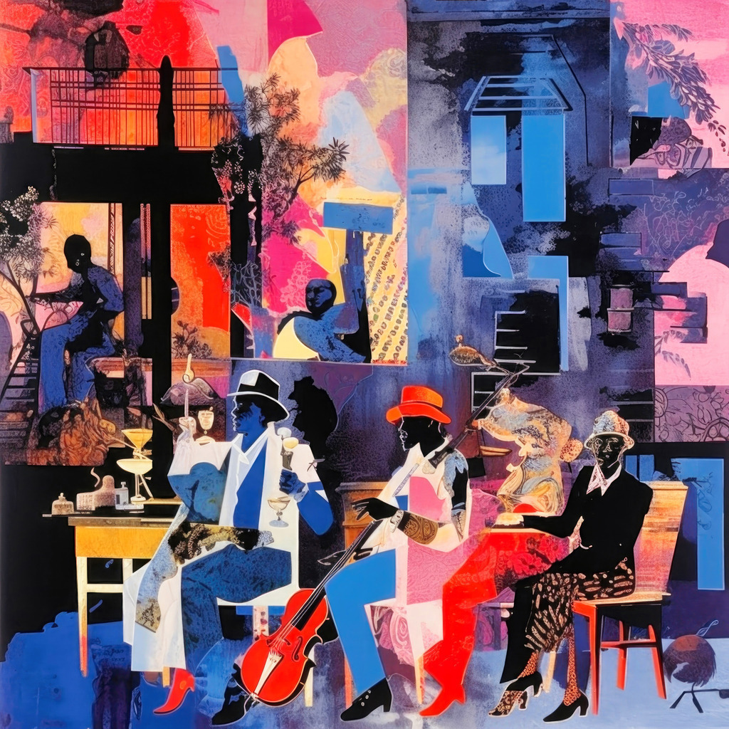 2311029 - Jazz Café II | Moderne Wandbilder auf Leinwand, Acylglas, Alu-Dibond oder als Poster. Tauchen Sie ein in die Welt KI-generierter Kunstwerke - entdecken Sie hochwertige Kunstdrucke unserer Gemälde, Illustrationen und fotorealistischen Motive.