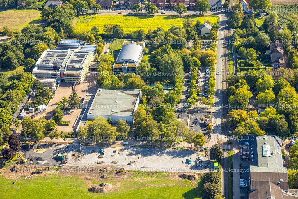 Hamm250901286 | Luftbild, Freiherr-vom-Stein-Gymnasium und Baustelle, Eingangsbereich Maximilianpark, Uentrop, Hamm, Ruhrgebiet, Nordrhein-Westfalen, Deutschland