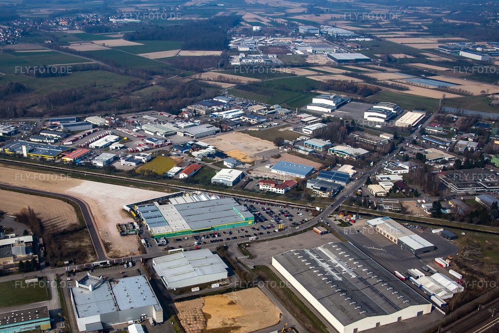 Luftbild: Industriegebiet SW in Achern im Bundesland Baden-Württemberg in Deutschland. Foto: IMG_086585.jpg vom 19.03.2016 durch Werner Riehm/FLY-FOTO.de