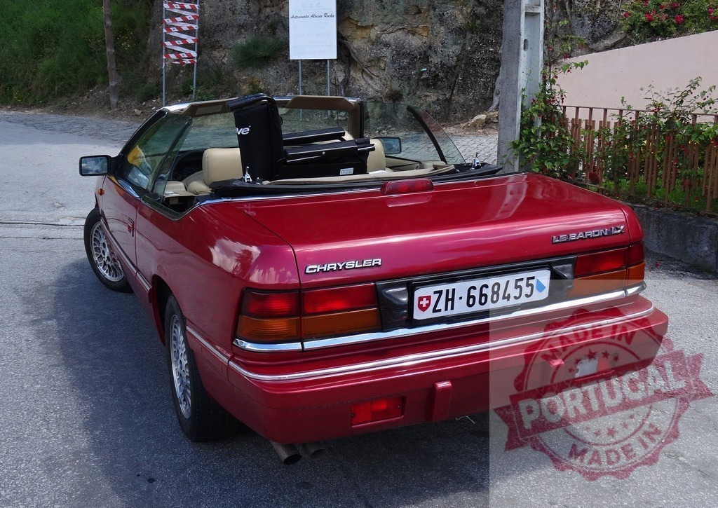 Red Chrysler LeBaron LX convertible parked on street | Chrysler LeBaron LX convertible parked by the roadside in Zurich, Switzerland - Realized with Pictrs.com