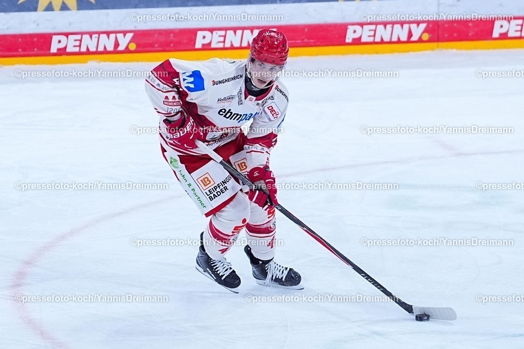 xYDRx19102501093 | 19.10.2025, xydrx, Eishockey, DEL2, Düsseldorfer EG - EV Landshut, PSD Bank Dome Düsseldorf: Elias Lindner (EV Landshut #44)