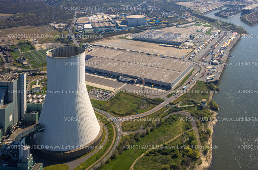 Duisburg250402947Logport6Walsum | Luftbild, Duisburg-Nord, duisport logport VI Walsum, logport 6, STEAG Kraftwerk Walsum am Fluss Rhein, Alt-Walsum, Duisburg, Ruhrgebiet, Nordrhein-Westfalen, Deutschland