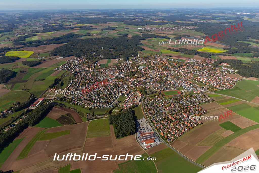aktuelles Luftbild von  Neuendettelsau - Luftaufnahme wurde 2019 von https://frankenair.de mittels Flugzeug (keine Drohne) erstellt.