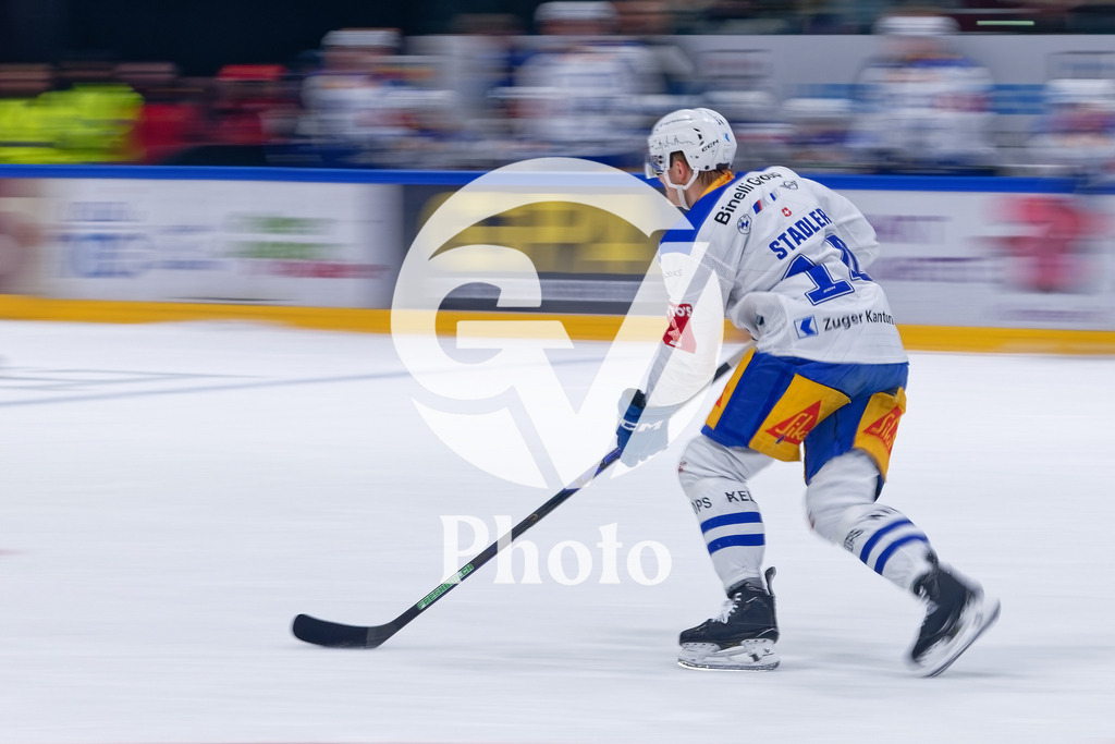 National League - Geneve-Servette HC v EV Zug | Livio Stadler (14 EV Zug) portrait (headshot/close up)   during the National League match between Geneve-Servette HC and EV Zug at Les Vernets in Geneva, Switzerland
