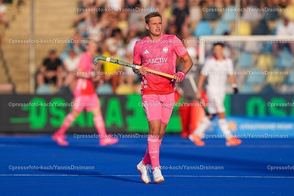 xydrx12082504035 | 12.08.2025, xydrx, Herren EuroHockey Championship 2025, Gruppenphase, Gruppe B, Deutschland - Polen, Sparkassenpark Mönchengladbach: Hannes Mueller (GER #25)