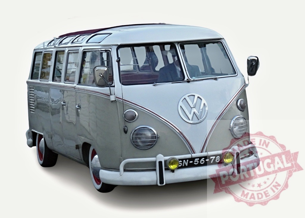 Restored Volkswagen Type 2 Transporter showing its iconic design | Classic Volkswagen Type 2 Transporter van, also known as the VW Bus or Kombi, parked and showcasing its timeless design - Realized with Pictrs.com