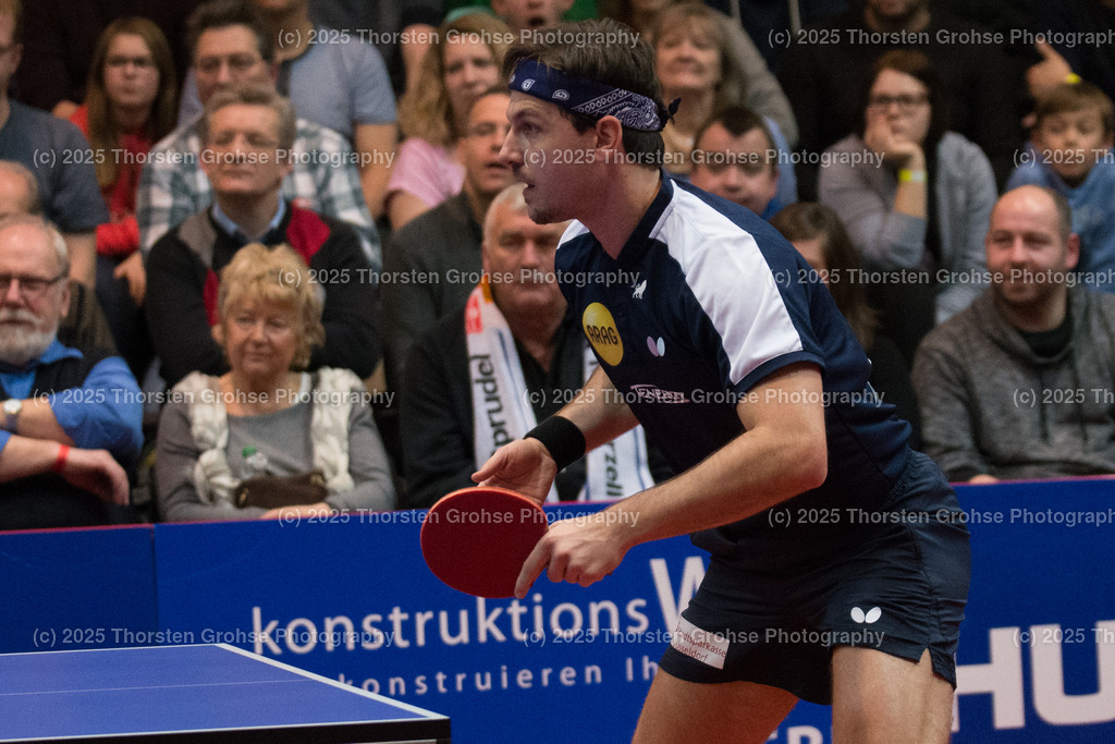 TTBL TTC Fulda-Maberzell vs. Borussia Duesseldorf | Timo BOLL (Borussia Duesseldorfl); TTBL TTC Fulda-Maberzell vs. Borussia Duesseldorf, Tischtennis-Bundesliga - 12. Spieltag am 21.01.2018 in der Hubtex Arena in Fulda, (Deutschland) - Realisiert mit Pictrs.com