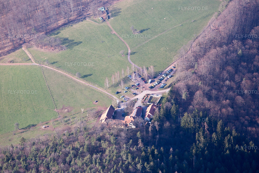 Luftbild: Gimbelhof in Wingen im Bundesland Bas-Rhin in Frankreich. Foto: IMG_086699.jpg vom 26.03.2016 durch Werner Riehm/FLY-FOTO.de