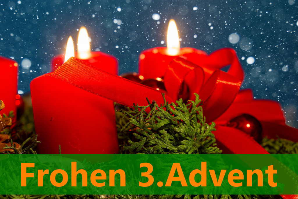 Adventsgrüße Dritter Advent: Adventskranz mit Schriftzug FROHEN 3. ADVENT | Adventsgrüße Dritter Advent: Adventskranz mit Schriftzug FROHEN 3. ADVENT - Realisiert mit Pictrs.com