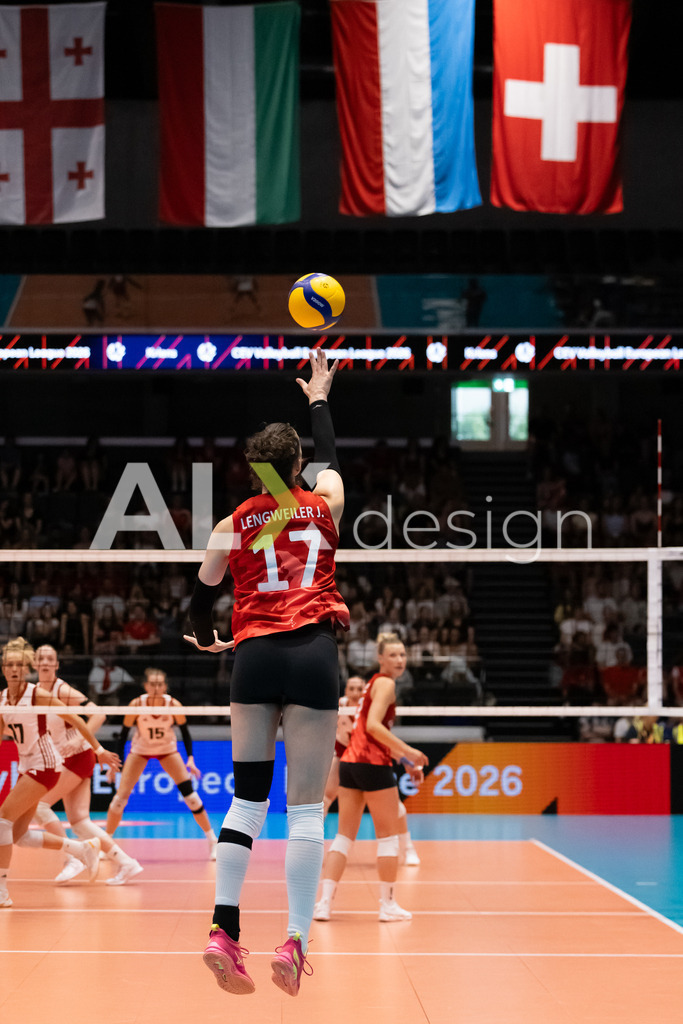 Austria v Switzerland - CEV European League Women | KRIENS, SWITZERLAND - JUNE 14: JULIE LENGWEILER of Switzerland during the CEV European League match between Austria and Switzerland at Pilatus Arena on June 14, 2026 in Kriens, Switzerland. - Realisiert mit Pictrs.com