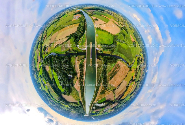 Datteln240890010Lippe_Dortmund-Ems-Kanal | Luftbild, Kanalbrücke Lippe Neue Fahrt, Dortmund-Ems-Kanal überquert den Fluss Lippe, Naturschutzgebiet NSG Lippeaue, Erdkugel, Fisheye Aufnahme, Fischaugen Aufnahme, 360 Grad Aufnahme, tiny world, little planet, fisheye Bild, Datteln, Olfen-Kirchspiel, Olfen, Ruhrgebiet, Nordrhein-Westfalen, Deutschland