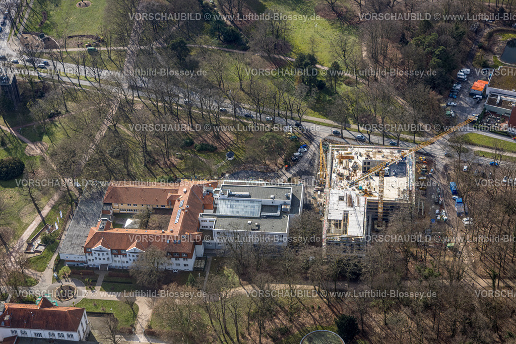 Hamm230216078 | Luftbild, Klinik für Manuelle Therapie Baustelle und Neubau, Kurhaus Bad Hamm, Uentrop, Hamm, Ruhrgebiet, Nordrhein-Westfalen, Deutschland